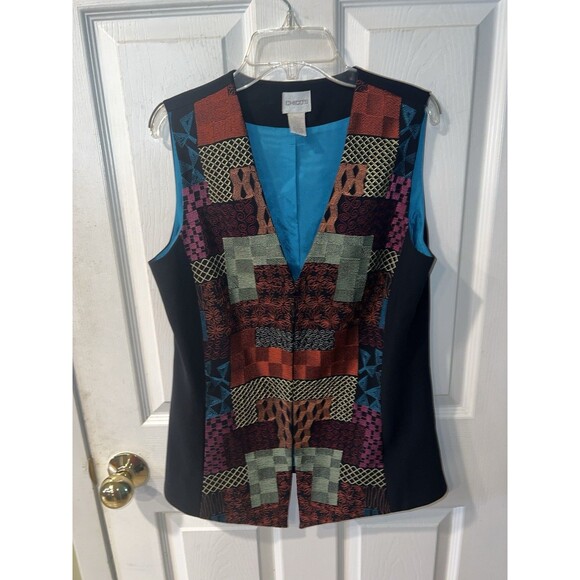 Chicos Embroidered Patchwork Vest Womens 0 Sz S 4-6 Artsy Boho Hippie Festival - Picture 5 of 7